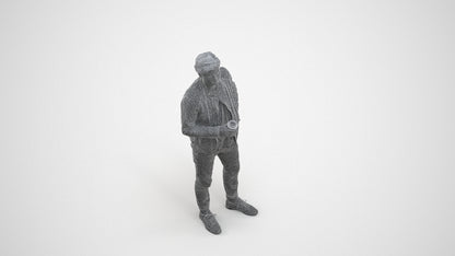 photogrammetry 3D man casual standing, realistic human model archviz FBX, wireframe three-quarter view
