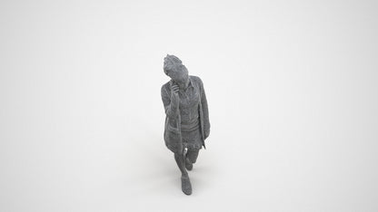3D people model woman casual walking, scanned human for 3ds Max rendering, wireframe three-quarter view