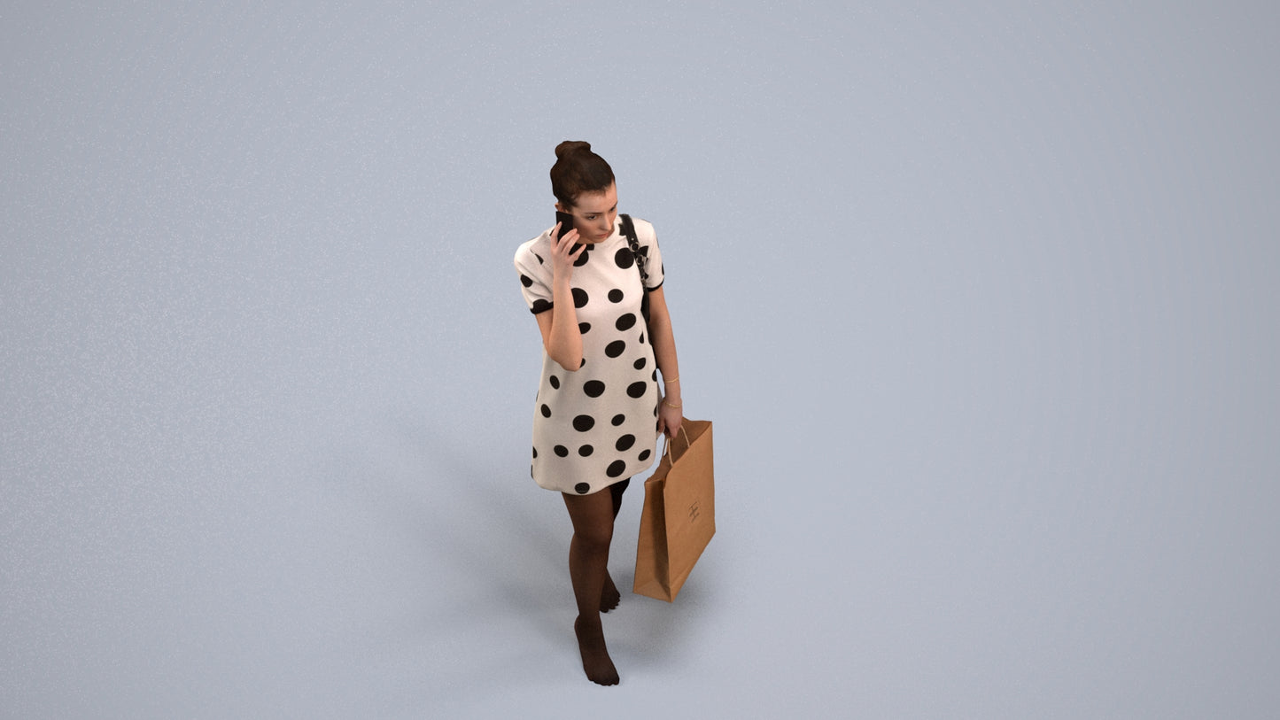 3D people model woman casual mix, scanned human for 3ds Max rendering, back view render