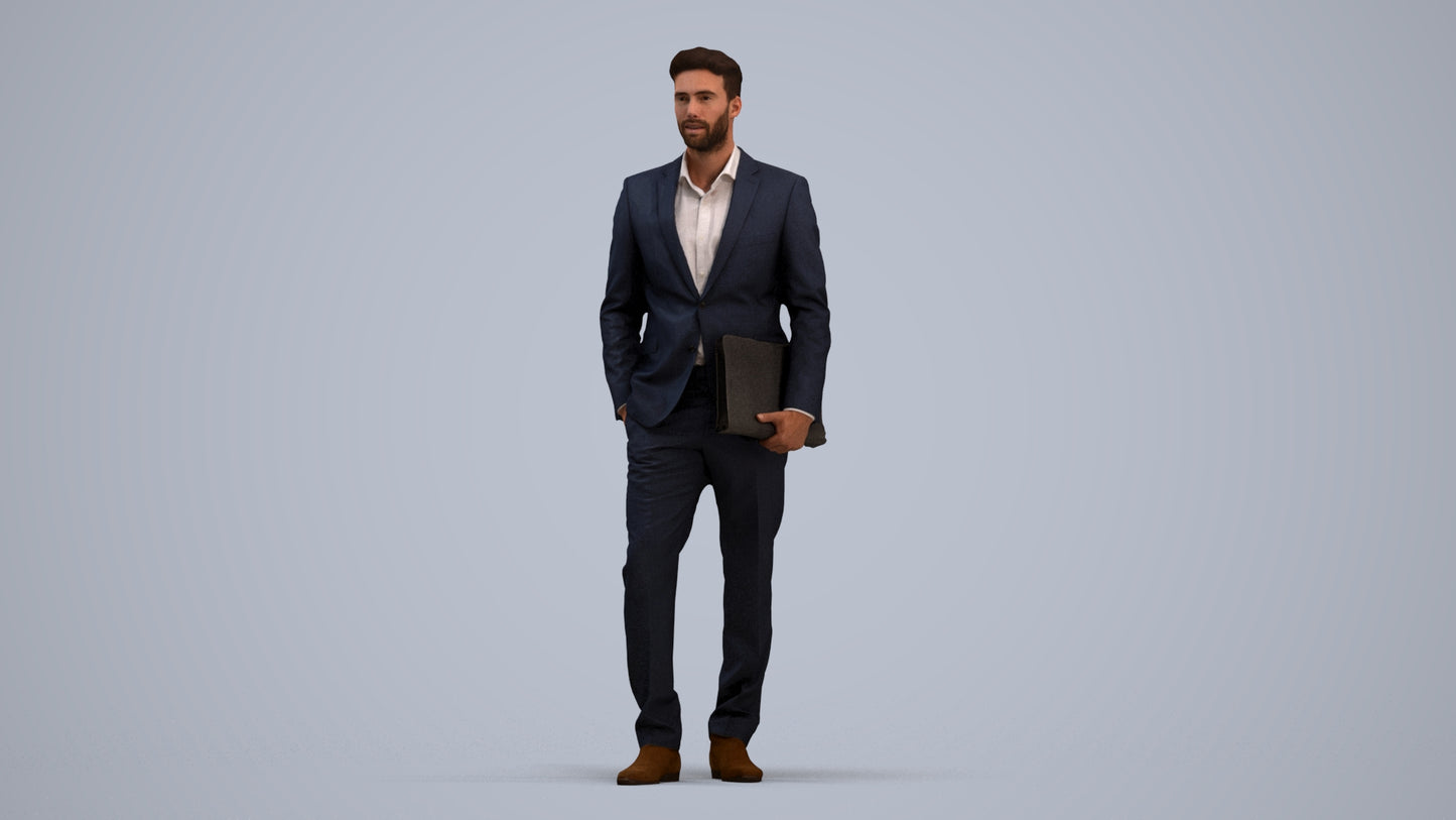 realistic 3D people man business, render-ready for V-Ray and Corona, FBX OBJ, standing pose render