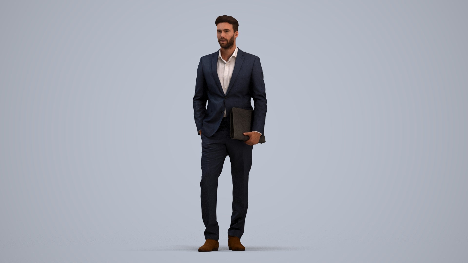 realistic 3D people man business, render-ready for V-Ray and Corona, FBX OBJ, standing pose render