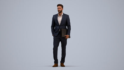 realistic 3D people man business, render-ready for V-Ray and Corona, FBX OBJ, standing pose render