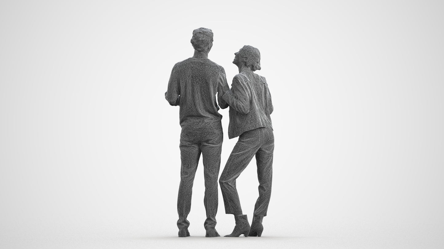 scanned 3D senior woman business shopping, photogrammetry people for Enscape and V-Ray, wireframe front view
