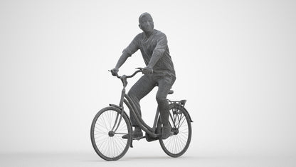 3D scanned man cycling casual, photorealistic archviz people for Enscape and SketchUp, three-quarter front view render