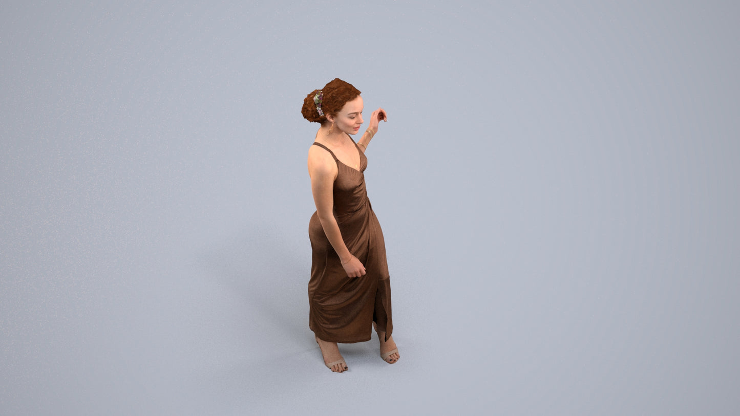 3D human model woman formal formalaffairs, photogrammetry scanned person for archviz, back view render