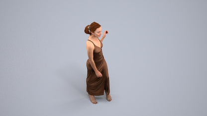 3D human model woman formal formalaffairs, photogrammetry scanned person for archviz, back view render