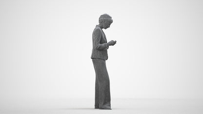 realistic 3D woman business, scanned archviz people for Blender and 3ds Max, wireframe side view