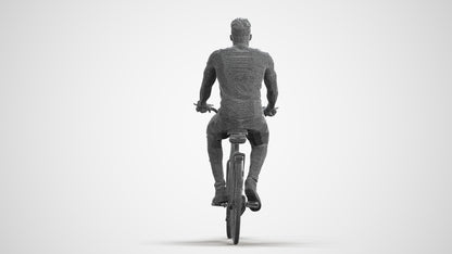 scanned 3D man casual cycling, photogrammetry people for Enscape and V-Ray, wireframe front view