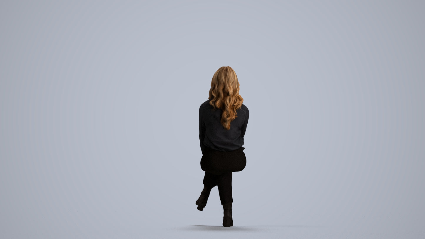3D human model woman business formalaffairs, photogrammetry scanned person for archviz, front view render
