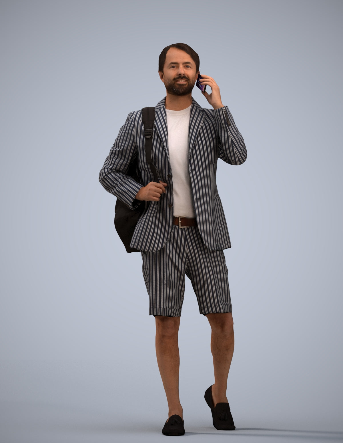 3D human model man business walking, photogrammetry scanned person for archviz