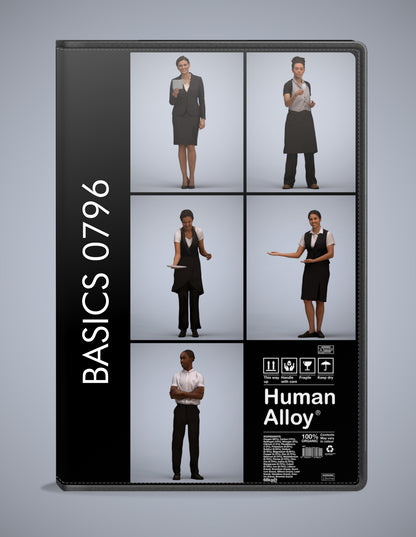 realistic 3D people hospitality set, 5 render-ready models for V-Ray and Corona
