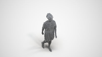 3D people model woman casual walking, scanned human for 3ds Max rendering, wireframe three-quarter view