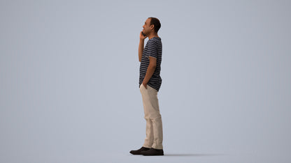 photogrammetry 3D man casual standing, realistic human model archviz FBX, three-quarter view render