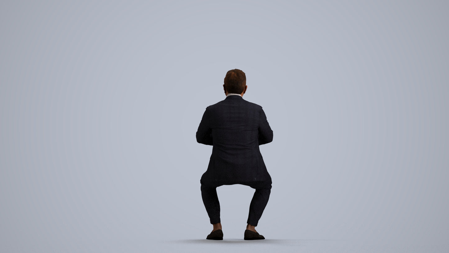 photogrammetry 3D man business, realistic human model archviz FBX, front view render