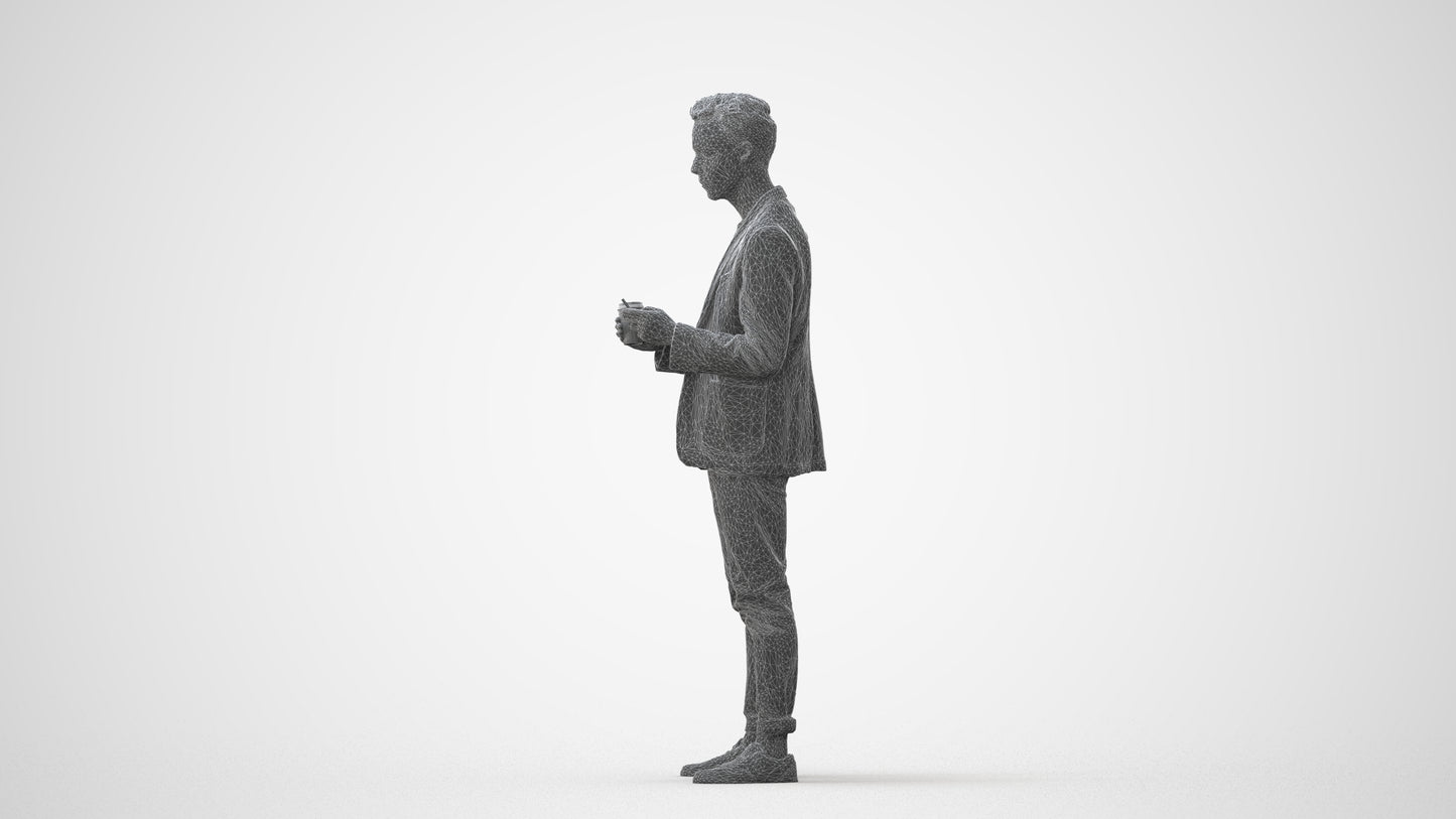 3D human model man business standing, photogrammetry scanned person for archviz, square thumbnail