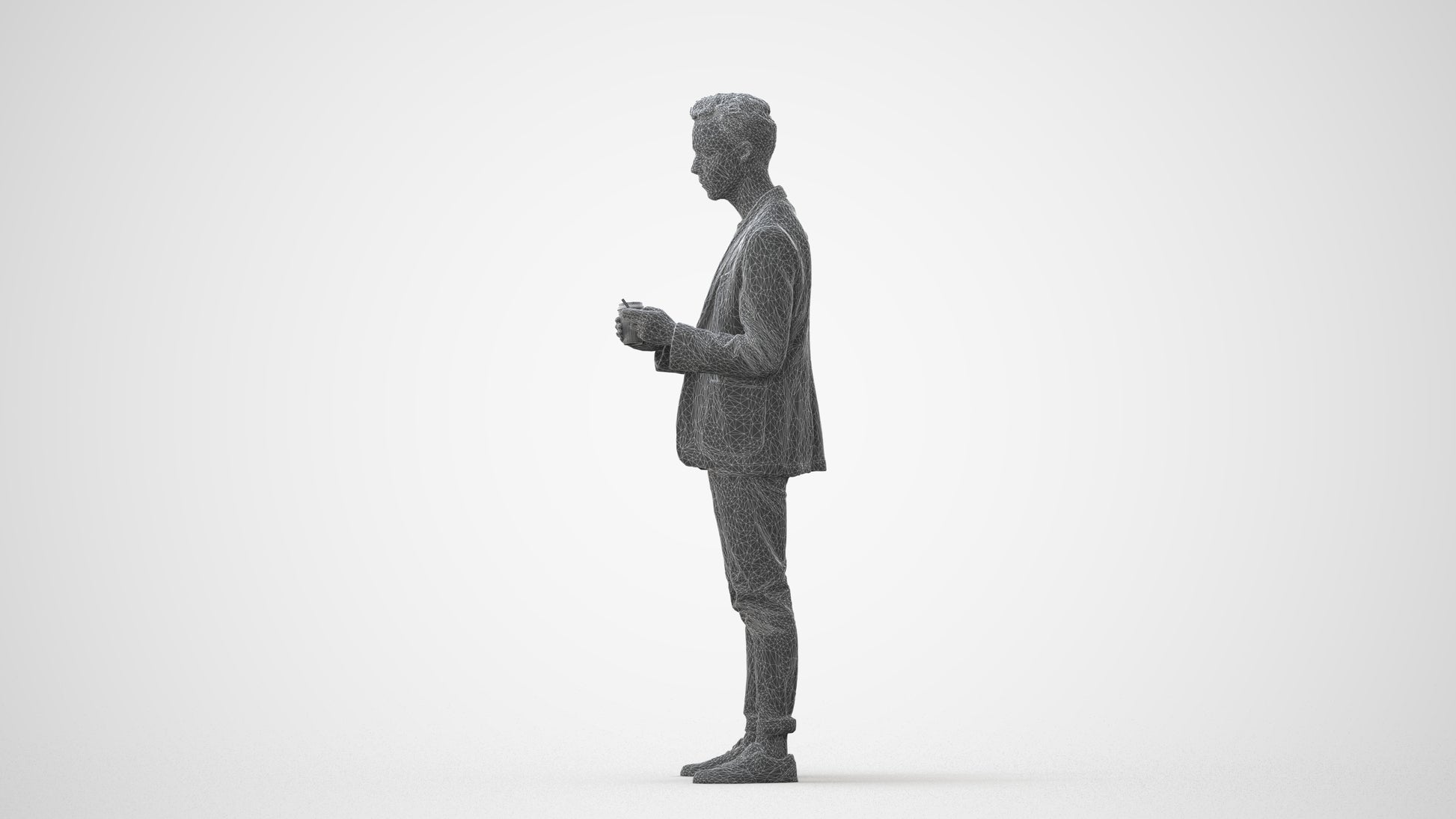3D human model man business standing, photogrammetry scanned person for archviz, square thumbnail