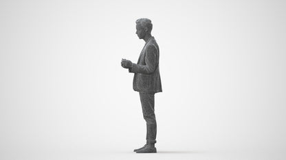 3D human model man business standing, photogrammetry scanned person for archviz, square thumbnail