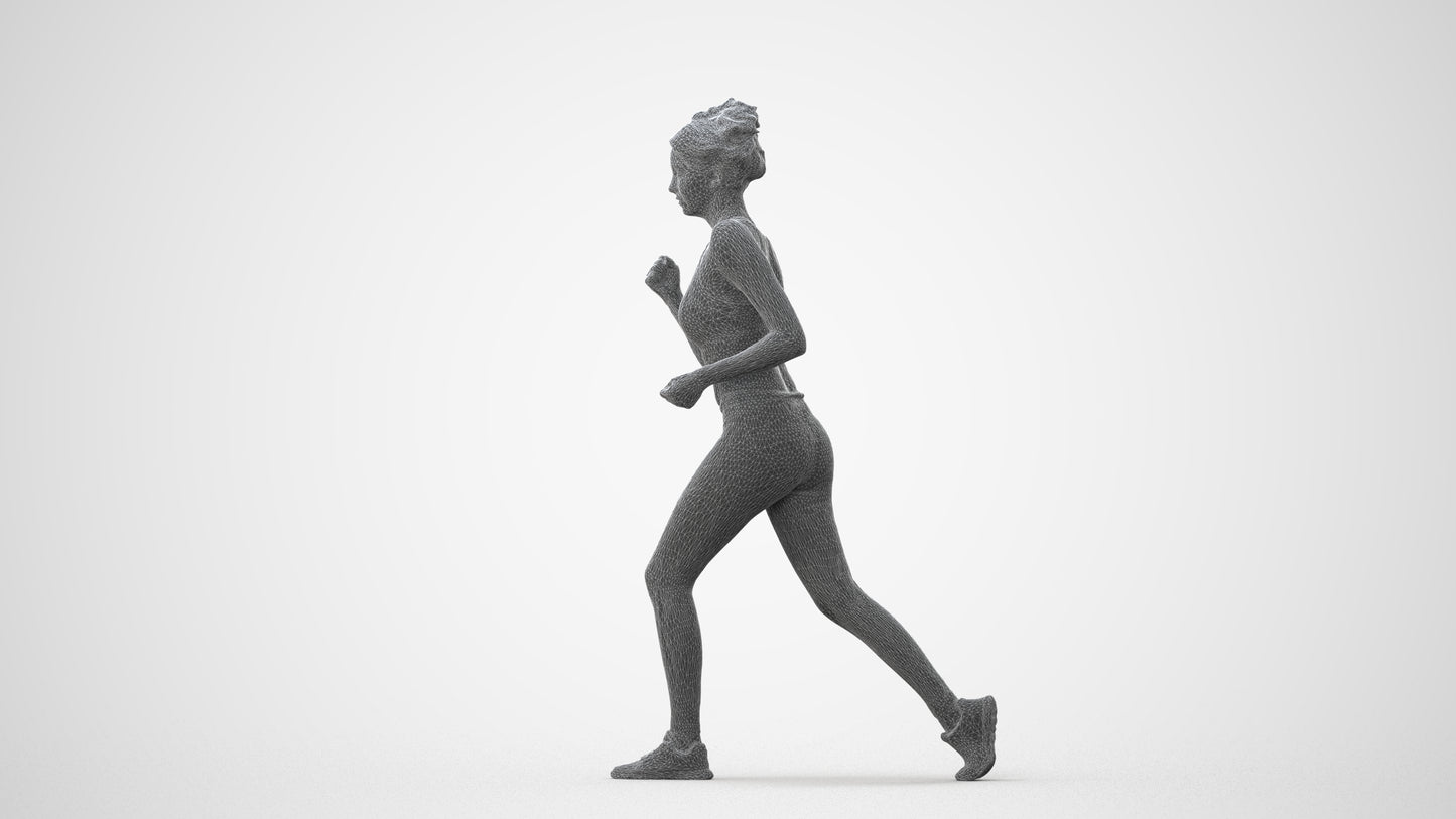 photogrammetry 3D woman sport walking, realistic human model archviz FBX, square thumbnail