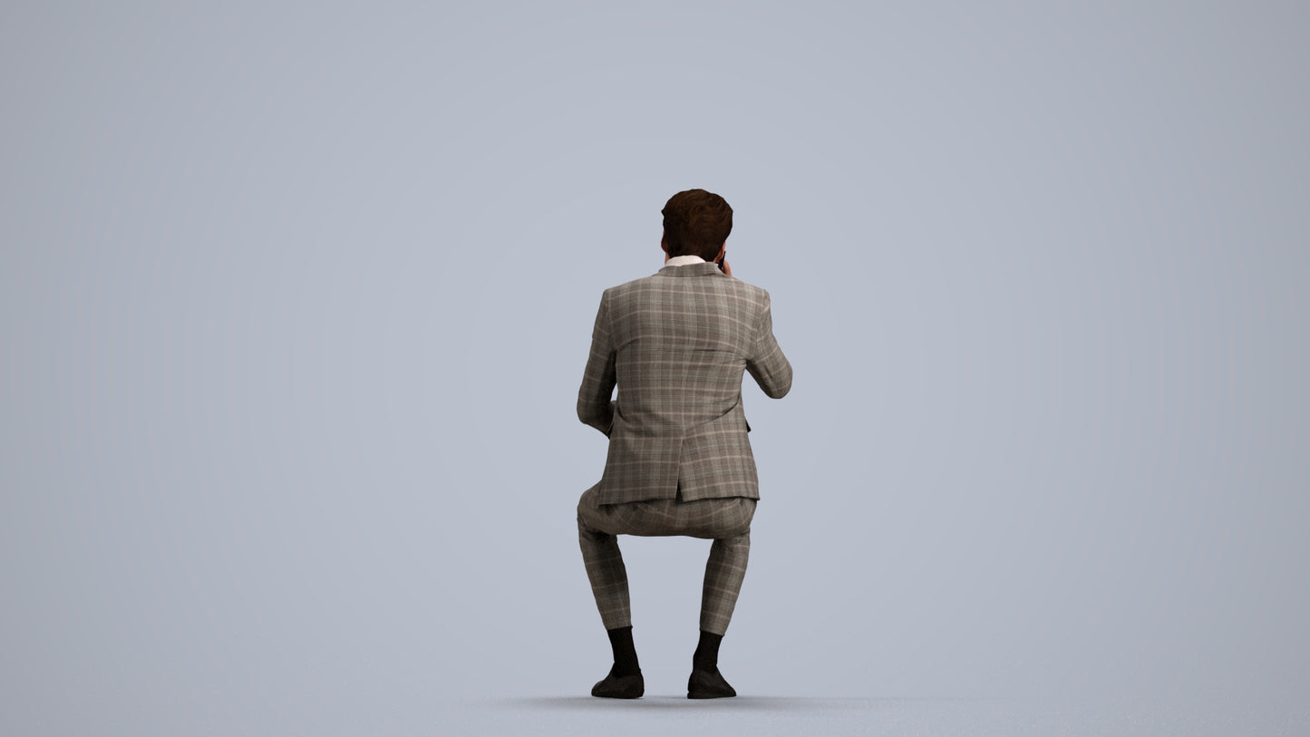 realistic 3D man business, scanned archviz people for Blender and 3ds Max, front view render