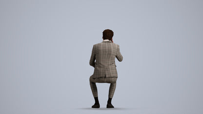 realistic 3D man business, scanned archviz people for Blender and 3ds Max, front view render