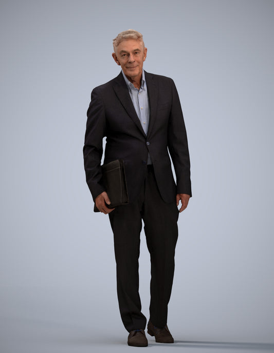 realistic 3D senior man business, scanned archviz people for Blender and 3ds Max