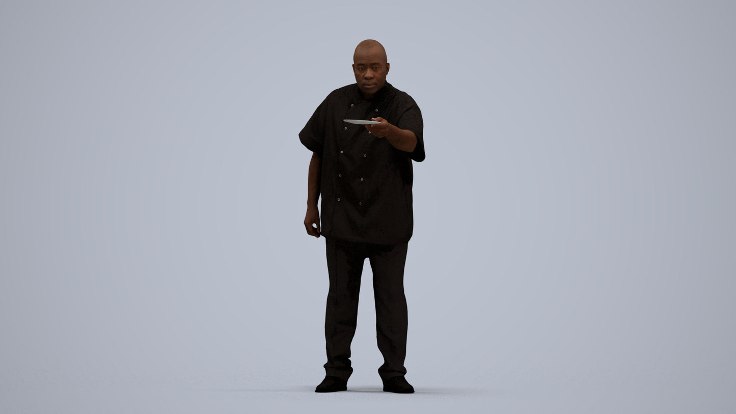 scanned 3D man hospitality, photogrammetry people for Enscape and V-Ray, standing pose render