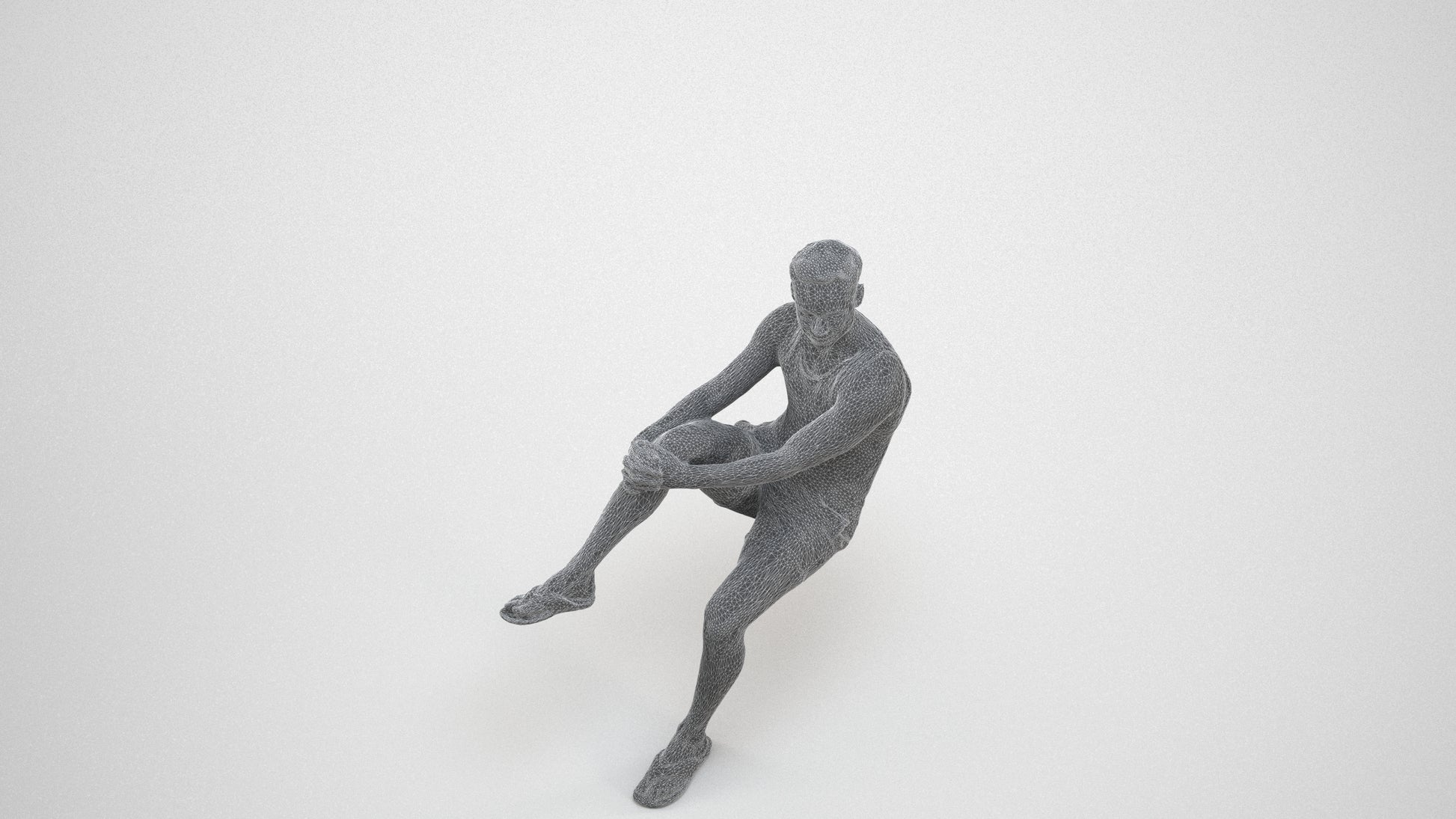 realistic 3D people man casual sitting, render-ready for V-Ray and Corona, FBX OBJ, wireframe three-quarter view
