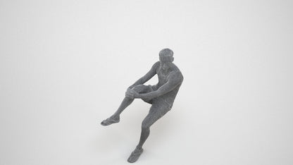 realistic 3D people man casual sitting, render-ready for V-Ray and Corona, FBX OBJ, wireframe three-quarter view
