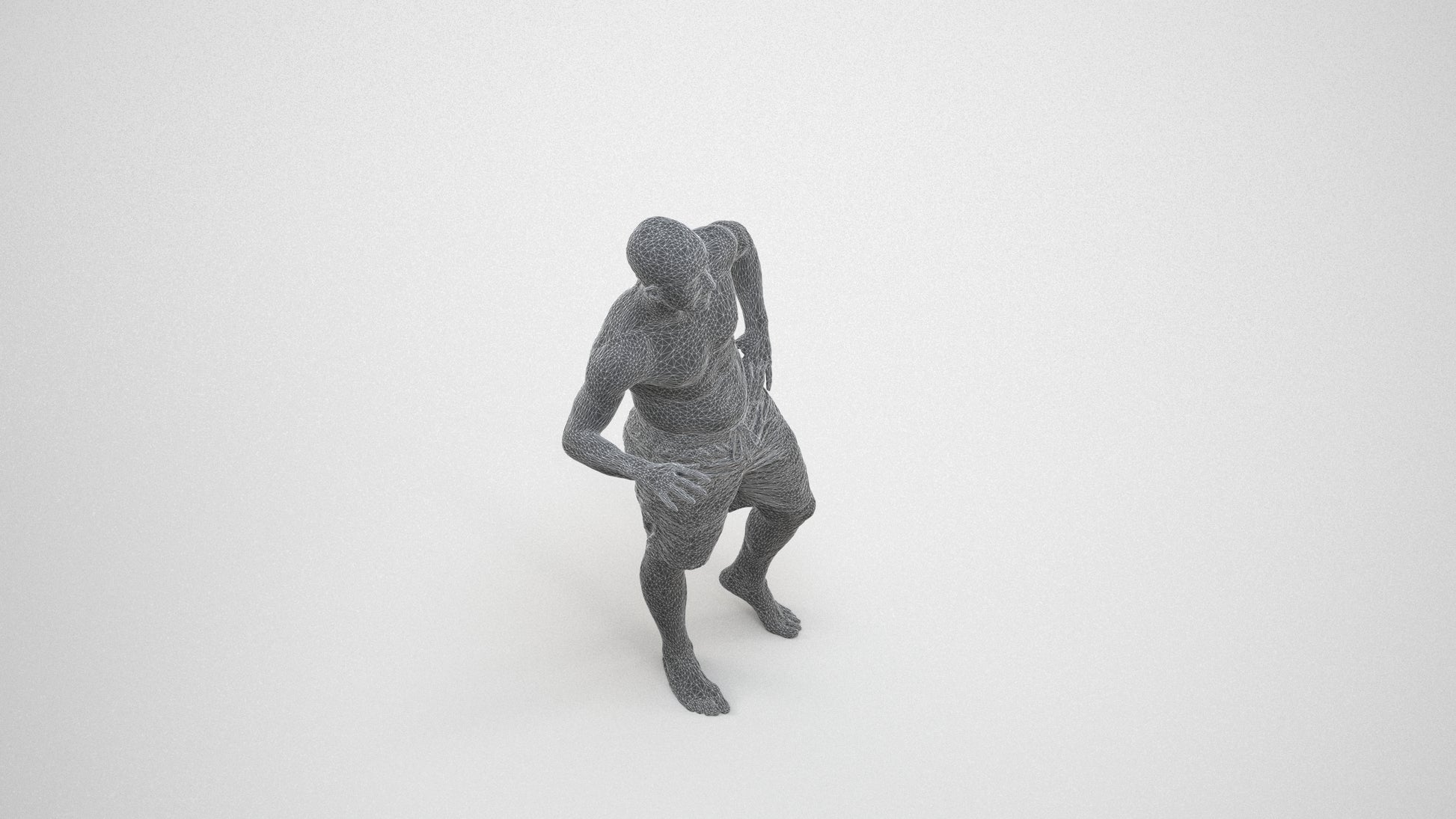 realistic 3D human man pool, archviz people FBX OBJ for Blender, wireframe three-quarter view