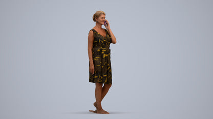realistic 3D woman casual walking, scanned archviz people for Blender and 3ds Max, standing pose render