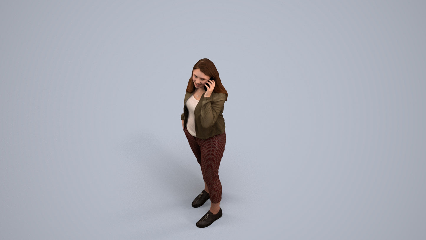 scanned 3D woman casual standing, photogrammetry people for Enscape and V-Ray, back view render