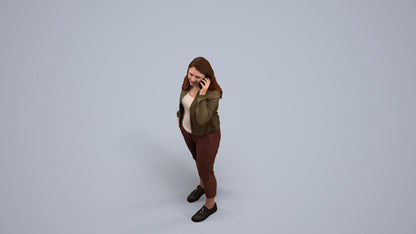 scanned 3D woman casual standing, photogrammetry people for Enscape and V-Ray, back view render