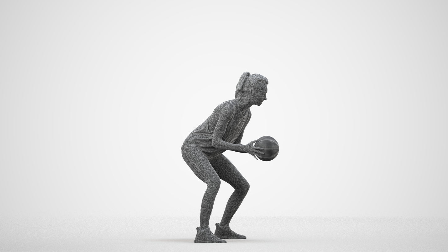 realistic 3D people woman sport, render-ready for V-Ray and Corona, FBX OBJ, wireframe side view