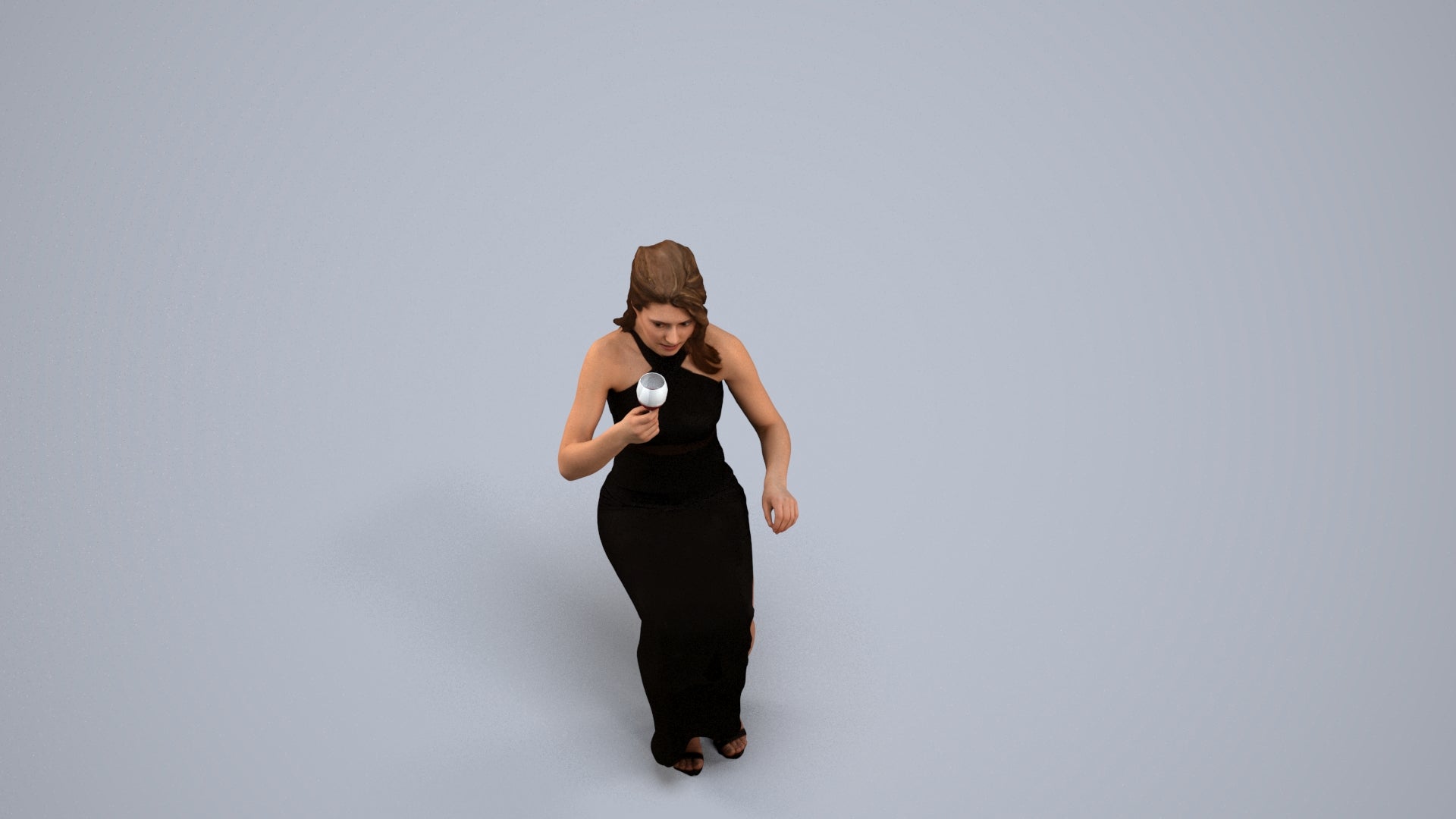 3D human model woman formal formalaffairs, photogrammetry scanned person for archviz, back view render