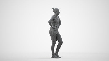 realistic 3D human woman sport, archviz people FBX OBJ for Blender, wireframe front view
