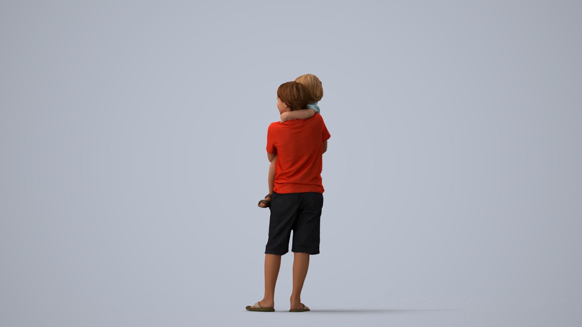 realistic 3D human boy casual kids, archviz people FBX OBJ for Blender, three-quarter view render