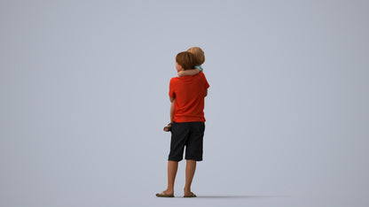 realistic 3D human boy casual kids, archviz people FBX OBJ for Blender, three-quarter view render