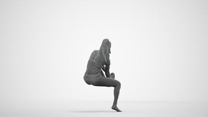 realistic 3D human woman sport, archviz people FBX OBJ for Blender, wireframe side view