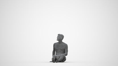 3D people model man pool, scanned human for 3ds Max rendering, wireframe back view