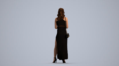 photogrammetry 3D woman formal standing, realistic human model archviz FBX, front view render