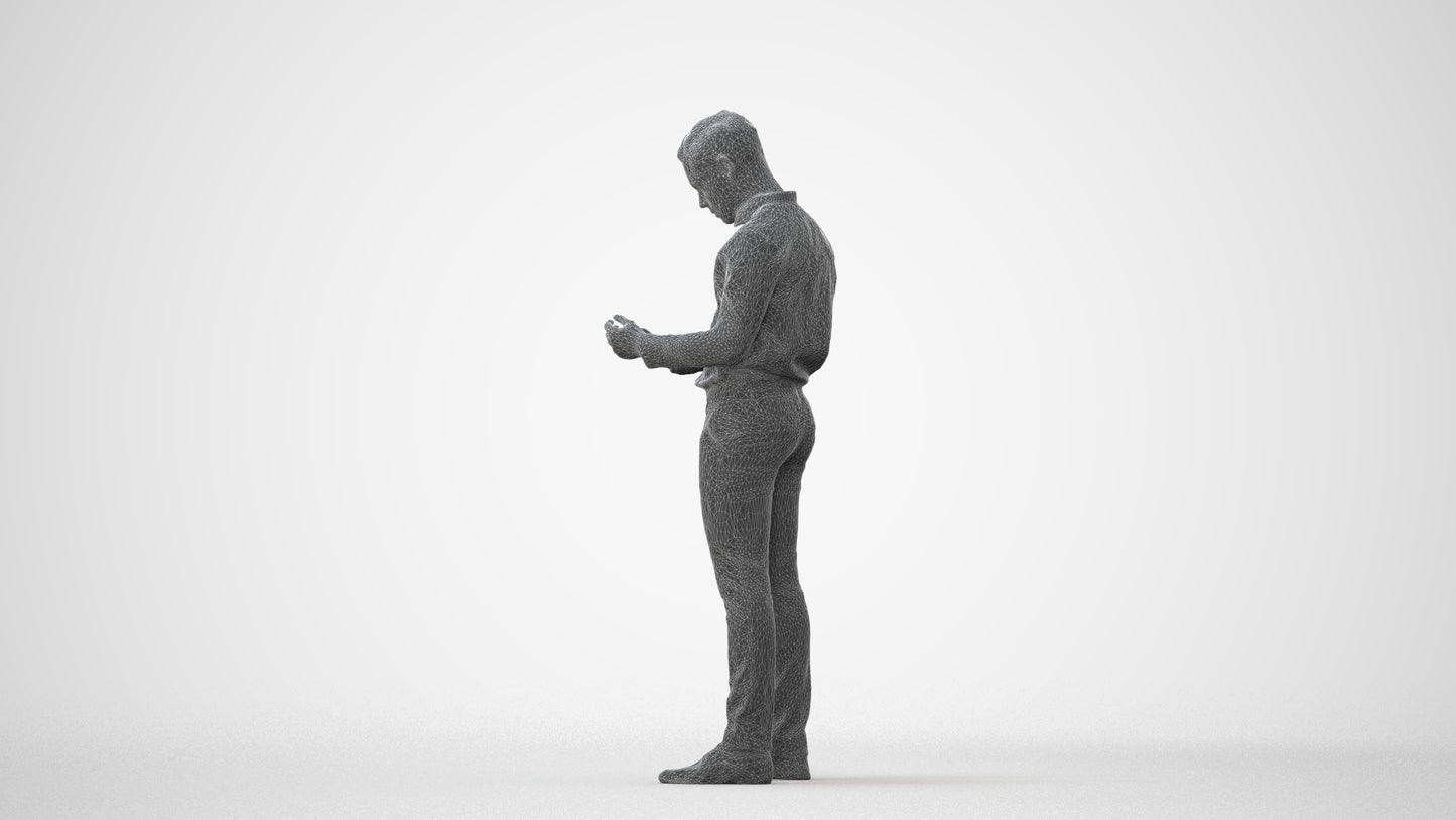 3D human model boy business kids, photogrammetry scanned person for archviz, square thumbnail