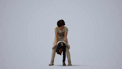photogrammetry 3D girl kids, realistic human model archviz FBX, three-quarter view render