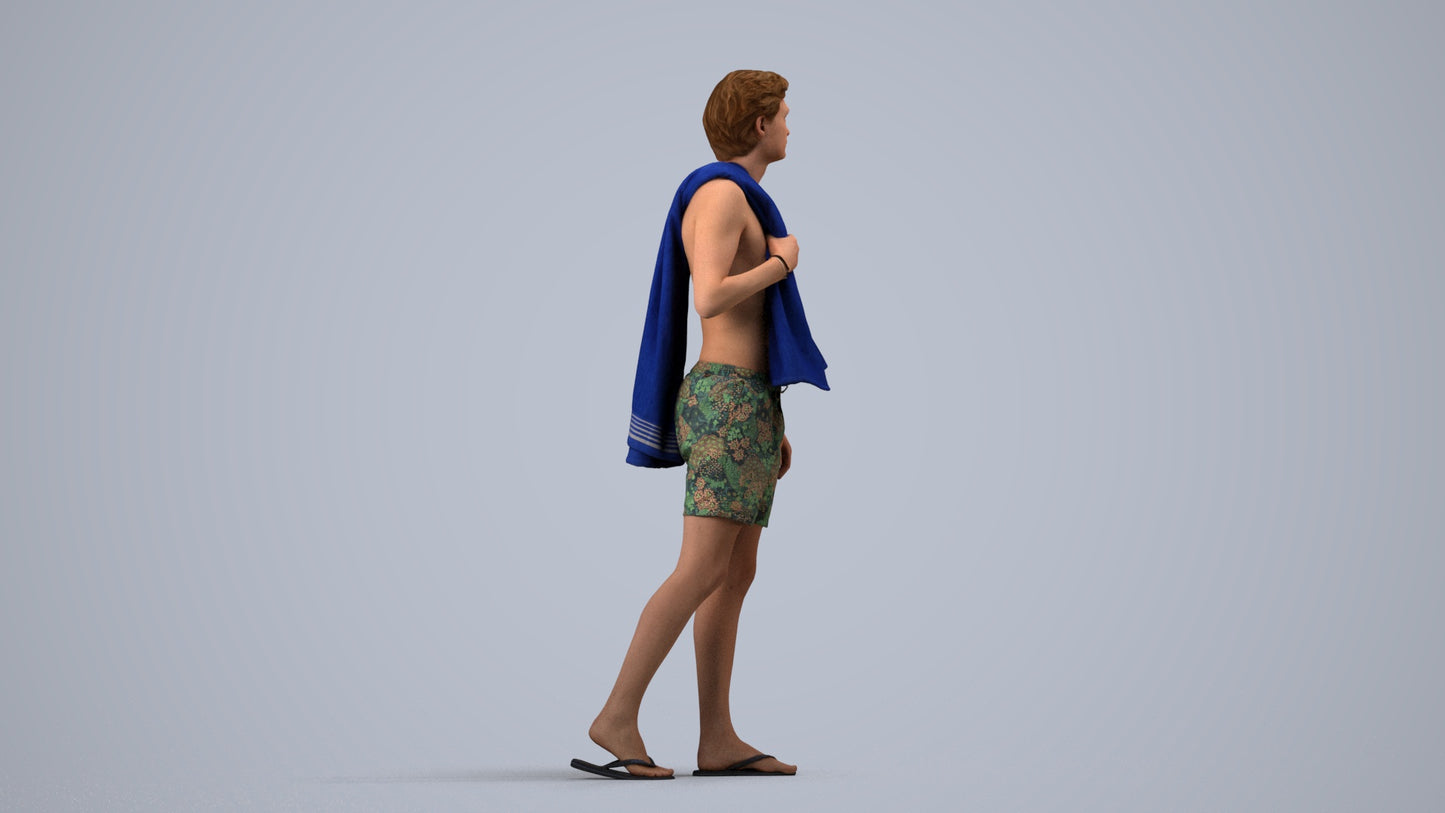 realistic 3D people man sport, render-ready for V-Ray and Corona, FBX OBJ, side view render