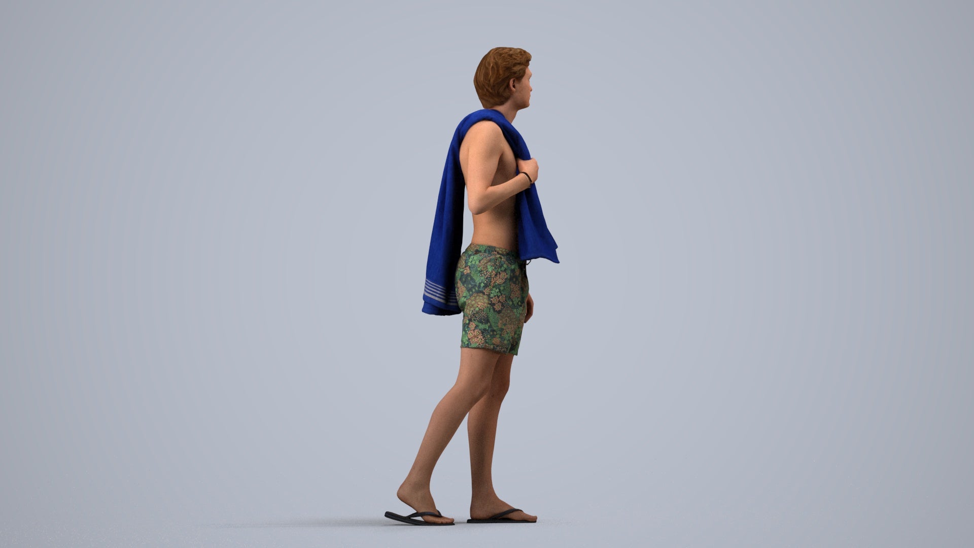 realistic 3D people man sport, render-ready for V-Ray and Corona, FBX OBJ, side view render