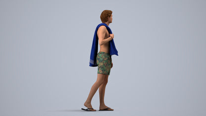 realistic 3D people man sport, render-ready for V-Ray and Corona, FBX OBJ, side view render
