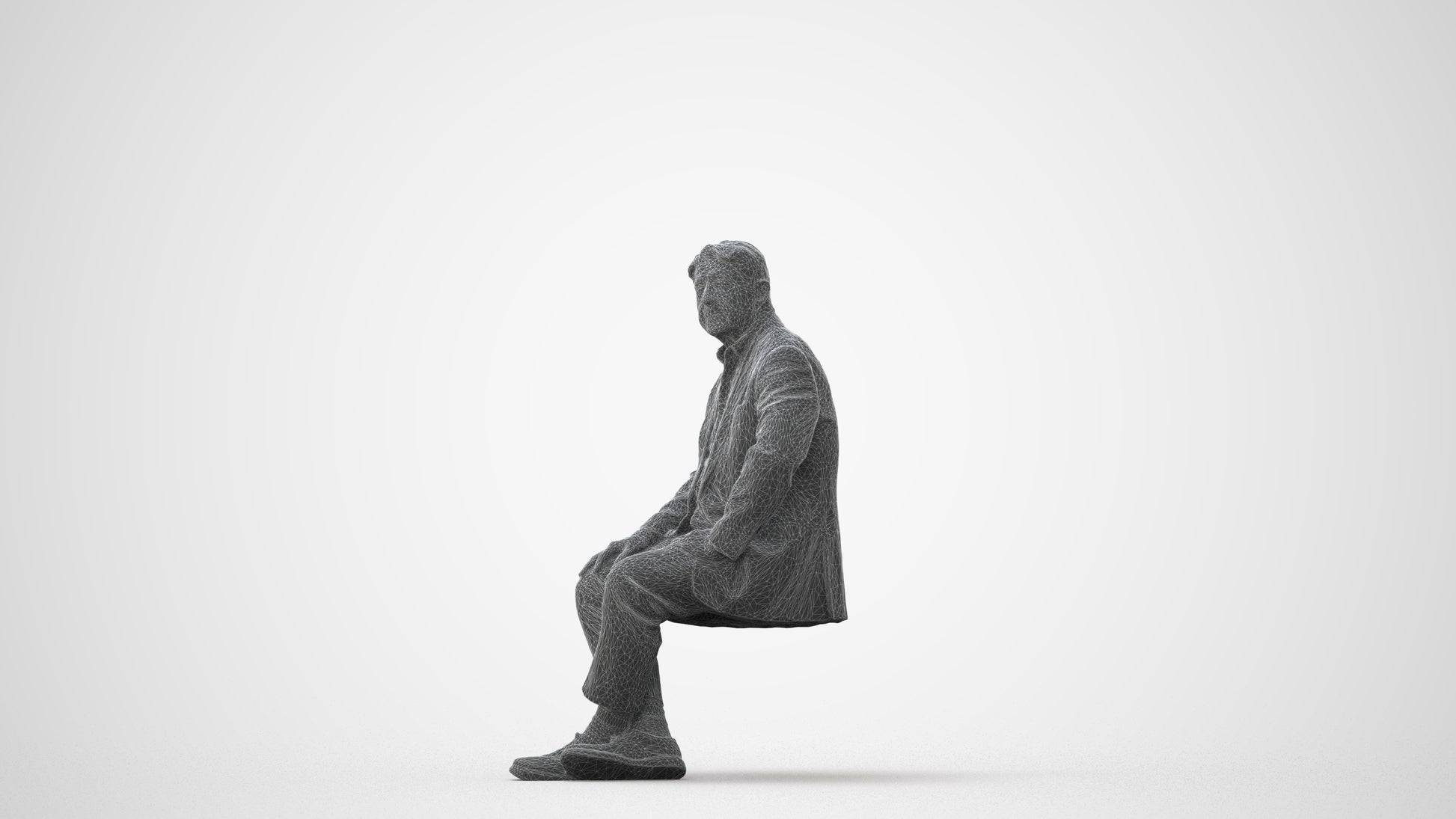 3D people model senior man business sitting, scanned human for 3ds Max rendering, square thumbnail