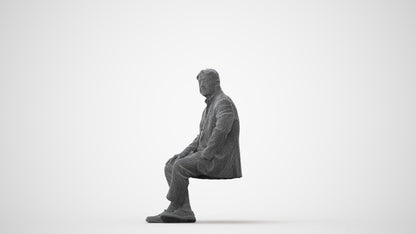 3D people model senior man business sitting, scanned human for 3ds Max rendering, square thumbnail