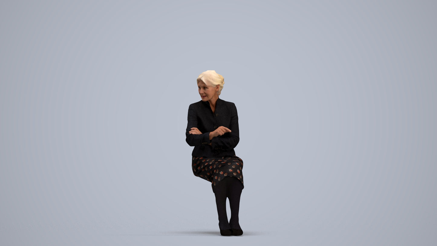 realistic 3D senior woman business, scanned archviz people for Blender and 3ds Max, standing pose render