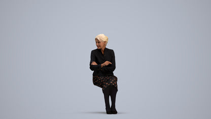 realistic 3D senior woman business, scanned archviz people for Blender and 3ds Max, standing pose render