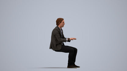 scanned 3D man business, photogrammetry people for Enscape and V-Ray, side view render